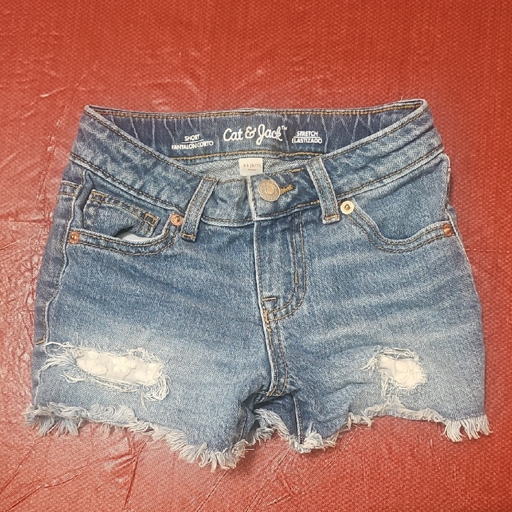 Cat & Jack Blue Jean Shorts with Distressed Hem